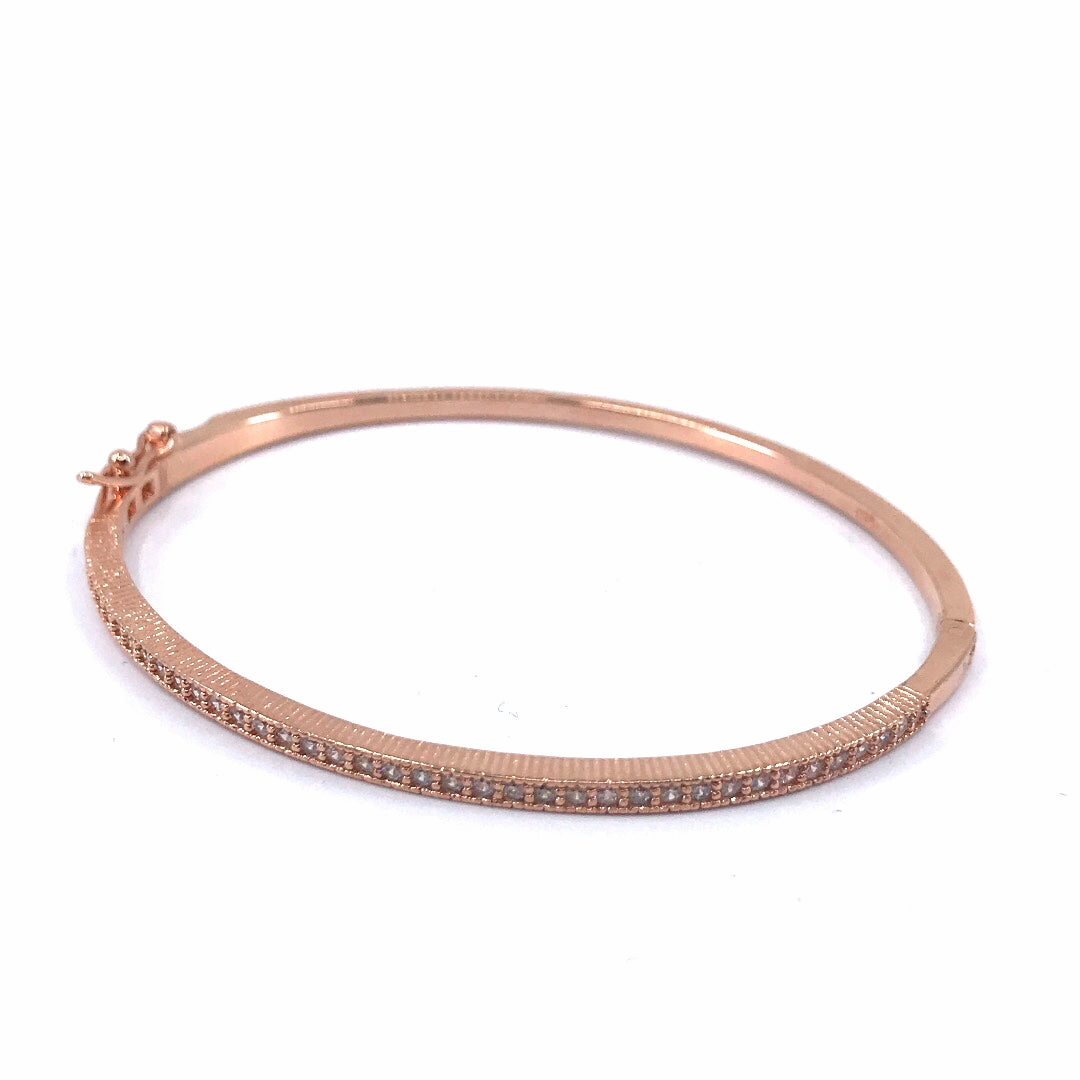 Vibrant Edge Brilliant Edge Sterling Silver Micro Pave CZ Bangle Bracelet in 3 Colors