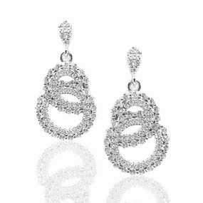 Modern Minimal Shiny Treasures Sterling Silver Micro Pave Double Circle Earrings