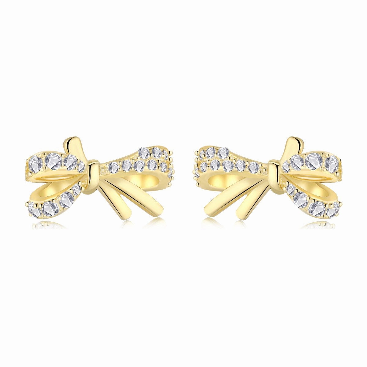 Sterling Silver Micropave Bowknot Stud Earrings Polished Shine Distinctive pieces