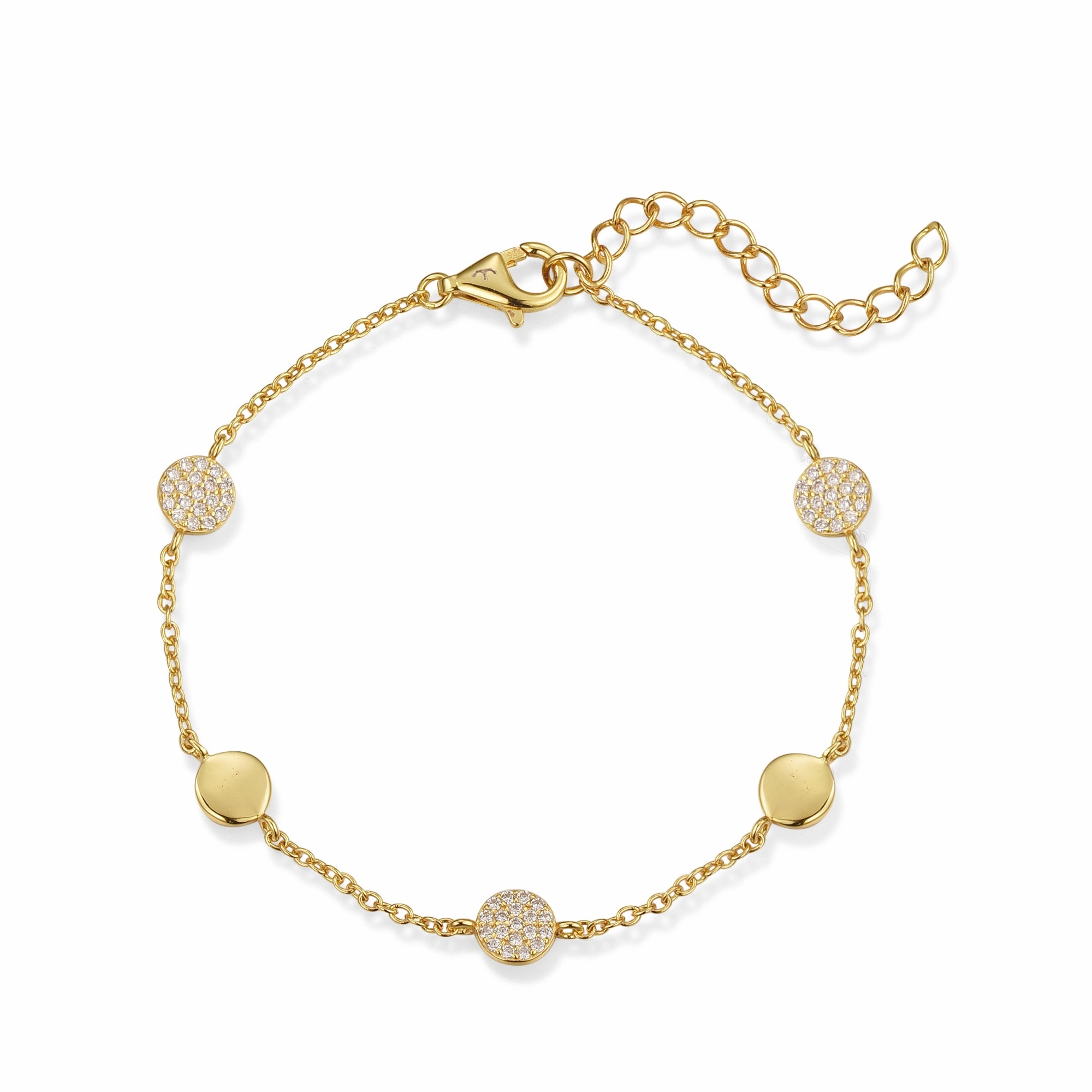 Exquisite Stones Sterling Silver Micropave CZ Circle Station Bracelet