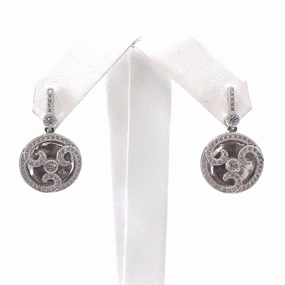 Sterling Silver MicroPave CZ Circle with Swirls Earrings Pastel Look