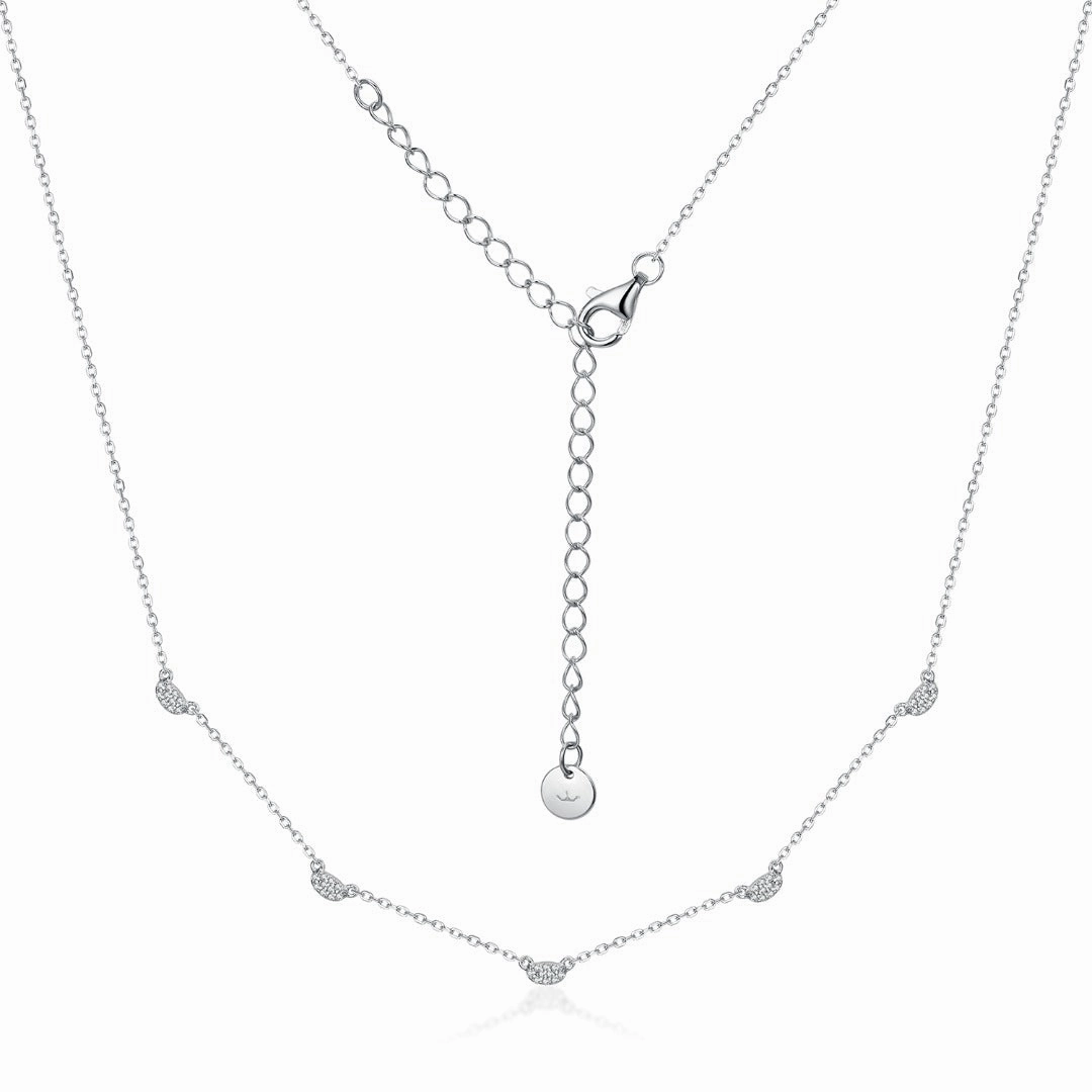 Refined Gift Unique Look Sterling Silver Micropave CZ Station Necklace