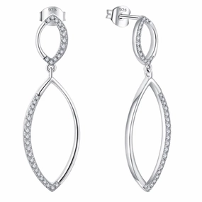 Sterling Silver Micropave Double Marquis Shape Earring Luxe Finish