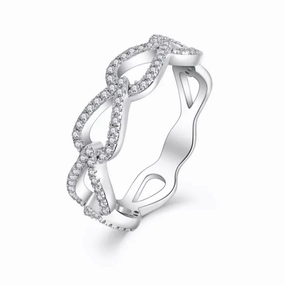 Sterling Silver Micropave Teardrop Shaped Links CZ Ring Vibrant Highlight