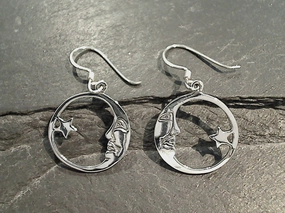 Sterling Silver Moon And Star Earrings Highlight Feature
