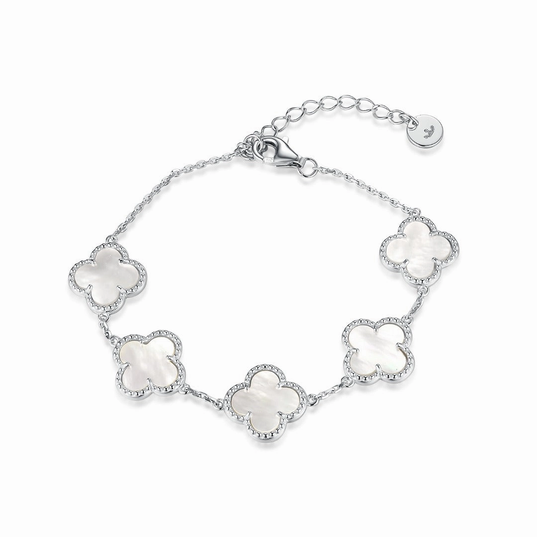 Chic Appeal Sterling Silver Mother of Pearl Clover Bracelet