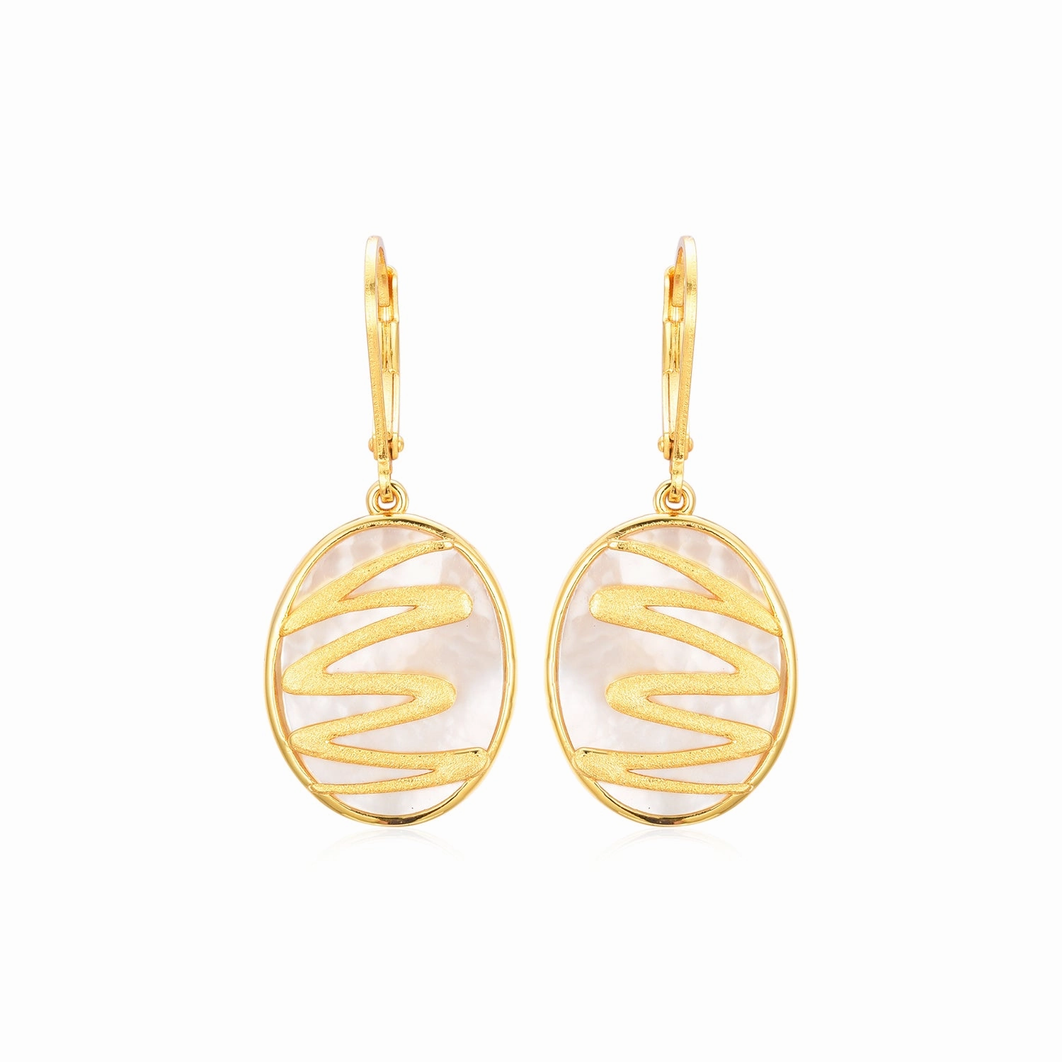 Sterling Silver Mother of Pearl With Squiggle Earring Glam Mode Luxury piece