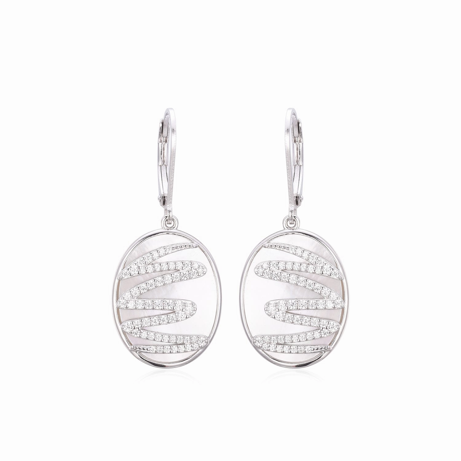 Urban Style Creative Feature Sterling Silver Mother of Pearl With Squiggle Earring