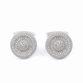Sterling Silver Multi Row Circle Cufflinks Shine Effect