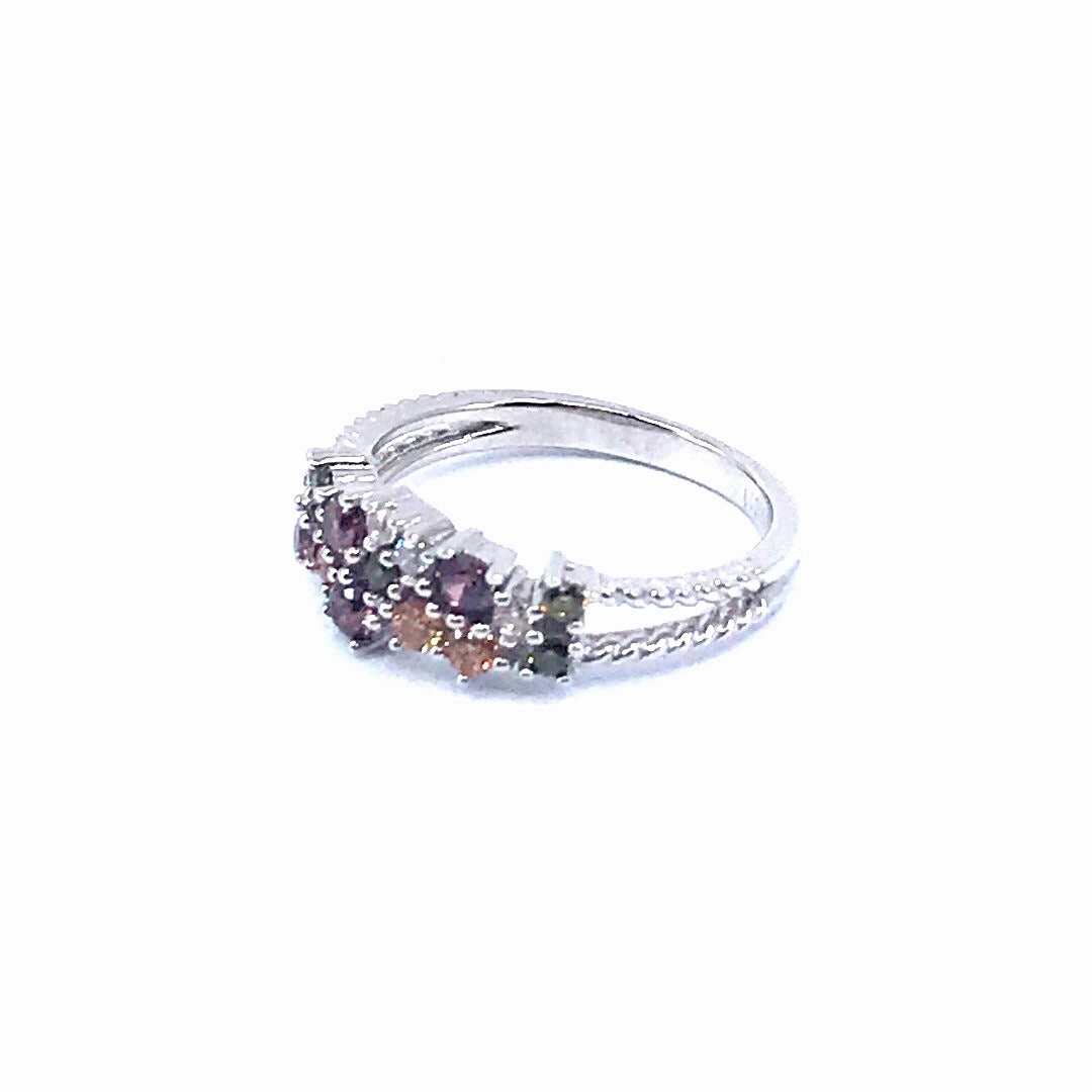 Sterling Silver Multicolor Ring Creative Design Luxe style