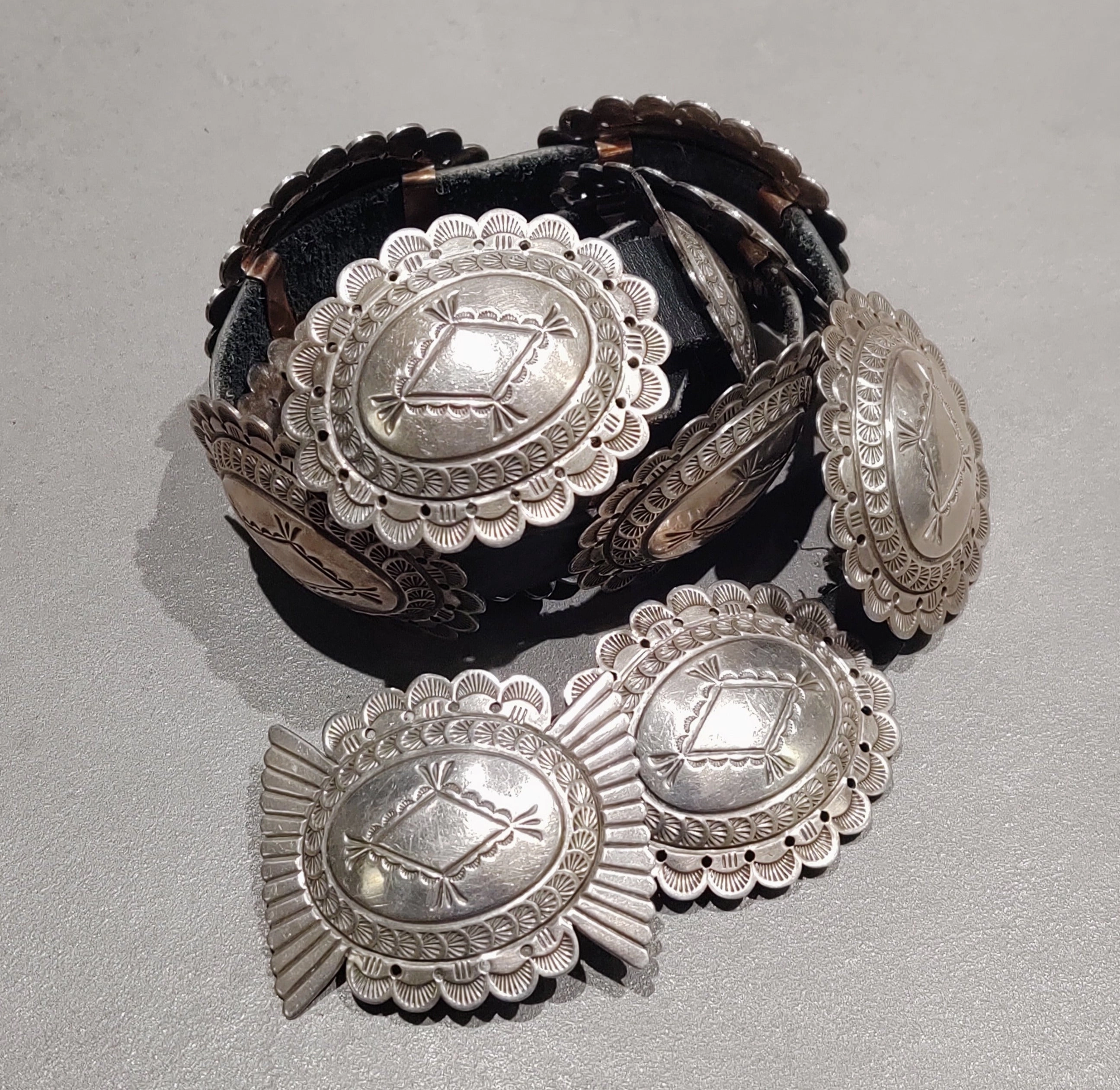 Sterling Silver Navajo Concho Belt - Handmade Native American Bold Combo Cozy Detail