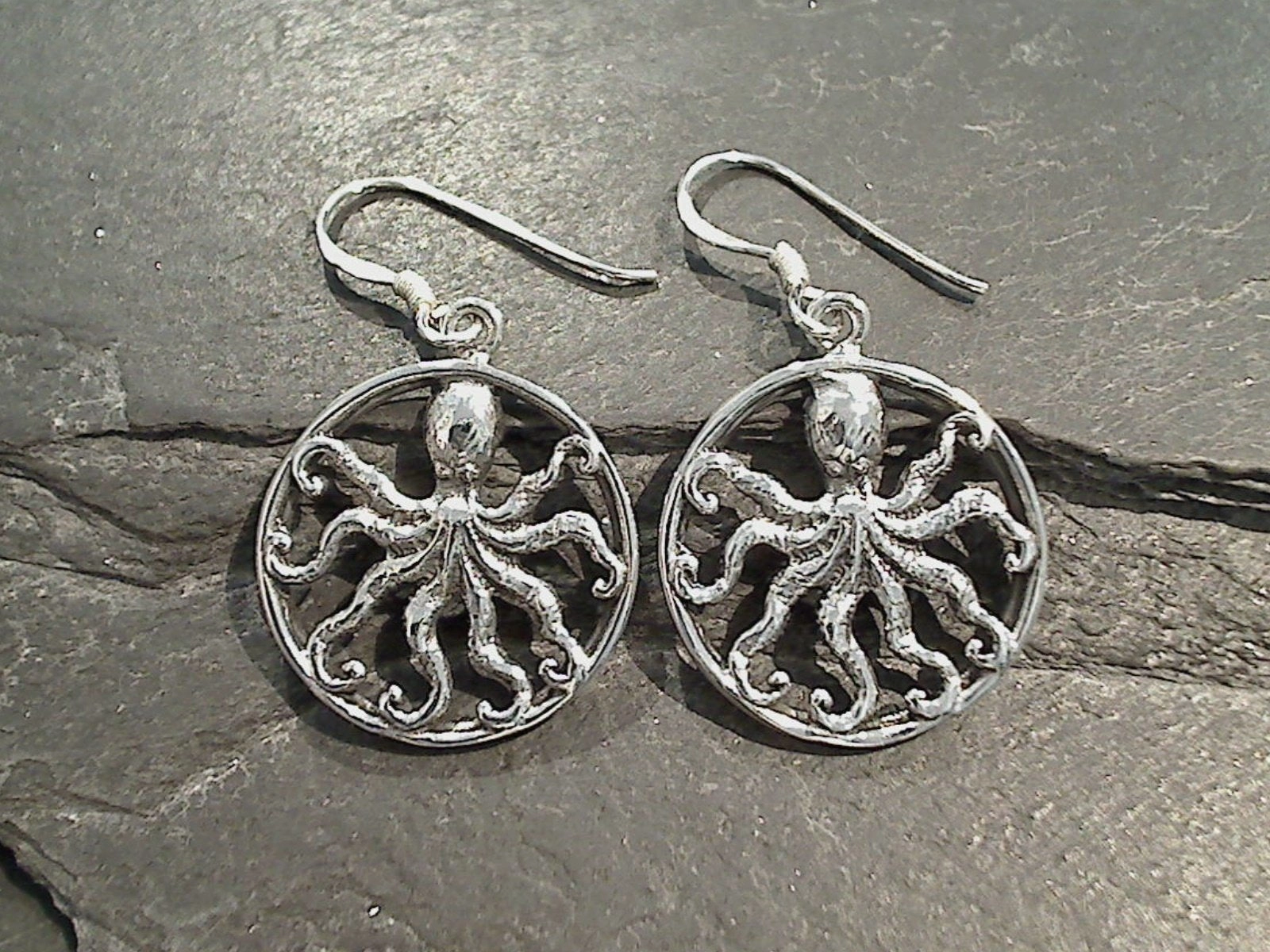 Boho Style Gloss Touch Sterling Silver Octopus Earrings