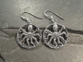 Boho Style Gloss Touch Sterling Silver Octopus Earrings