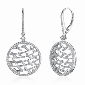 Sterling Silver Outlined CZ Circle And Floating CZ Bars Earring Signature Form