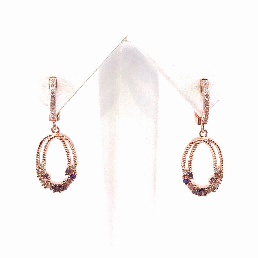 Shine On Splendid Shine Sterling Silver Oval Earrings with Multi Colored Stones