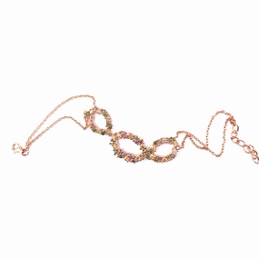 Charming Detail Sterling Silver Rose Gold Plated Multicolor Bracelet