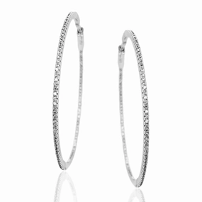 Pop Element Delicate Craft Sterling Silver Round 2 Inch 1.25mm Hoop Earrings