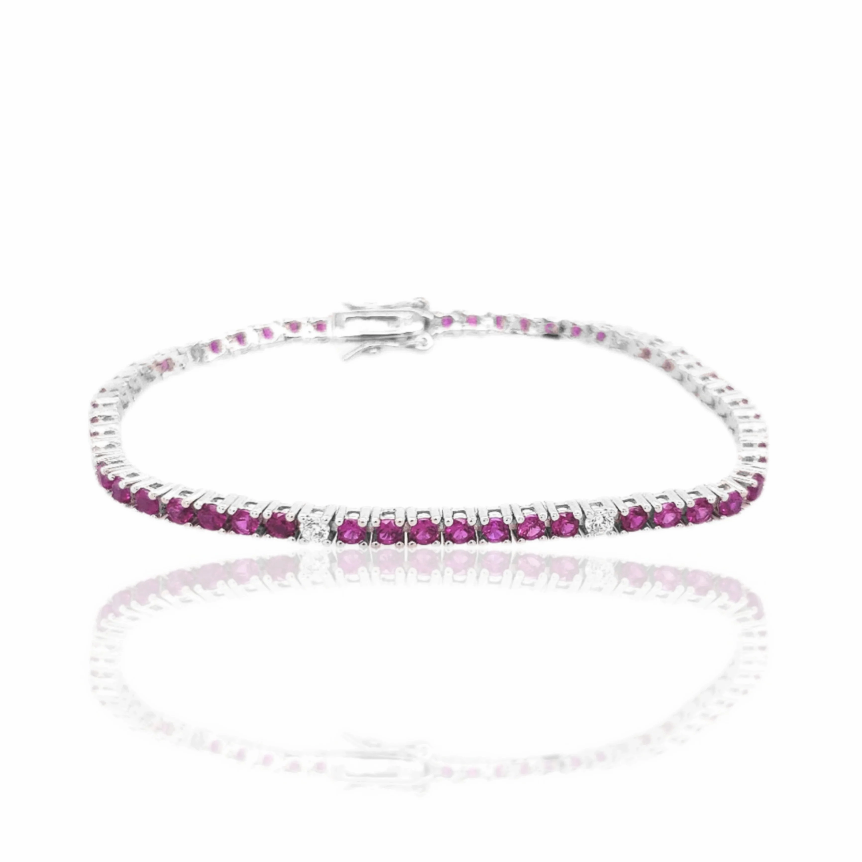 Vibrant Charm Trendy Style Sterling Silver Ruby, Emerald, and Sapphire 3.5mm Colored CZ Stone Bracelets