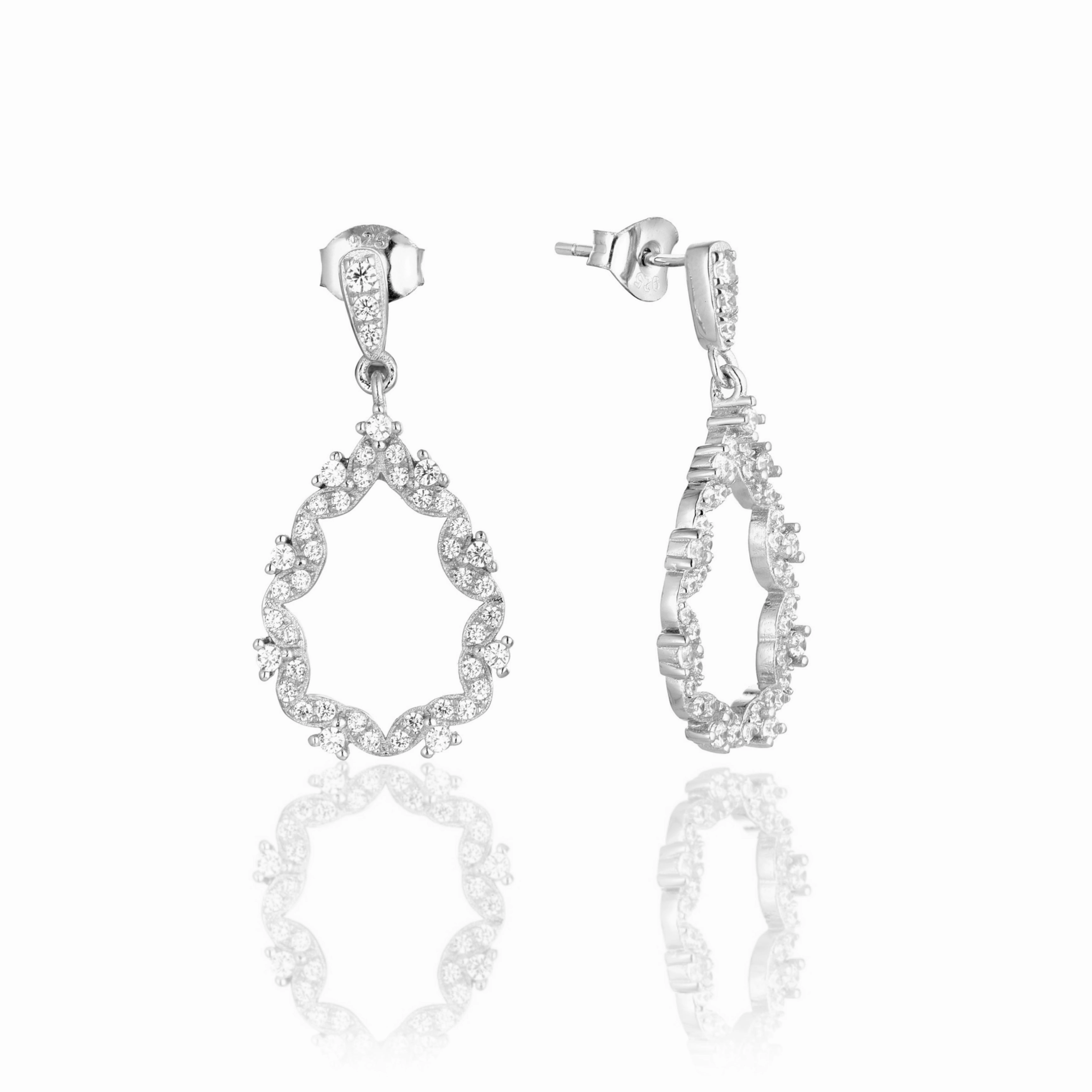 Sterling Silver Small Dangling Sprinkled CZ Teardrop Earrings Effortless Glow Classic Choice