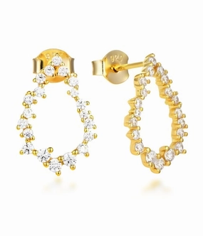 Modern Accessory Petite Glam Sterling Silver Small Sprinkled CZ Teardrop Earrings on Post