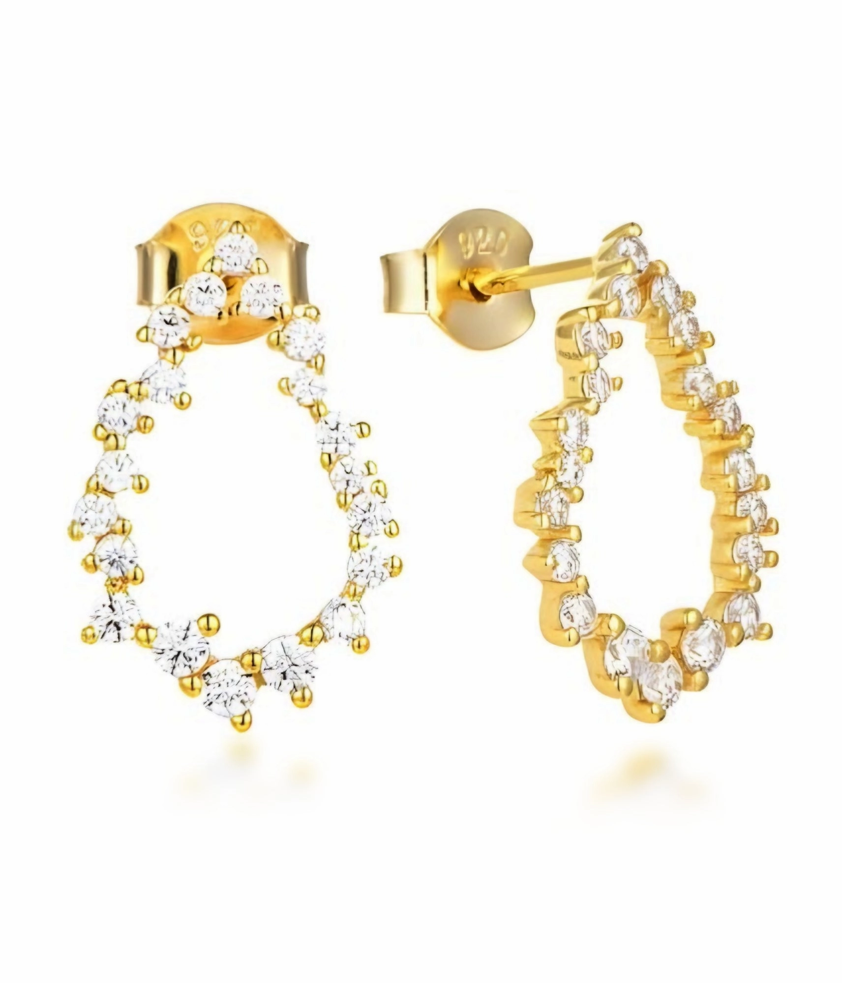 Modern Accessory Petite Glam Sterling Silver Small Sprinkled CZ Teardrop Earrings on Post