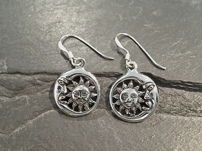 Sterling Silver Sun And Moon Earrings Perfect Finish Sleek Detailing