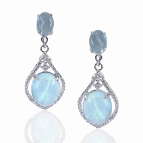 Sterling Silver Teardrop Earrings with Oval Stones Fashion Essential