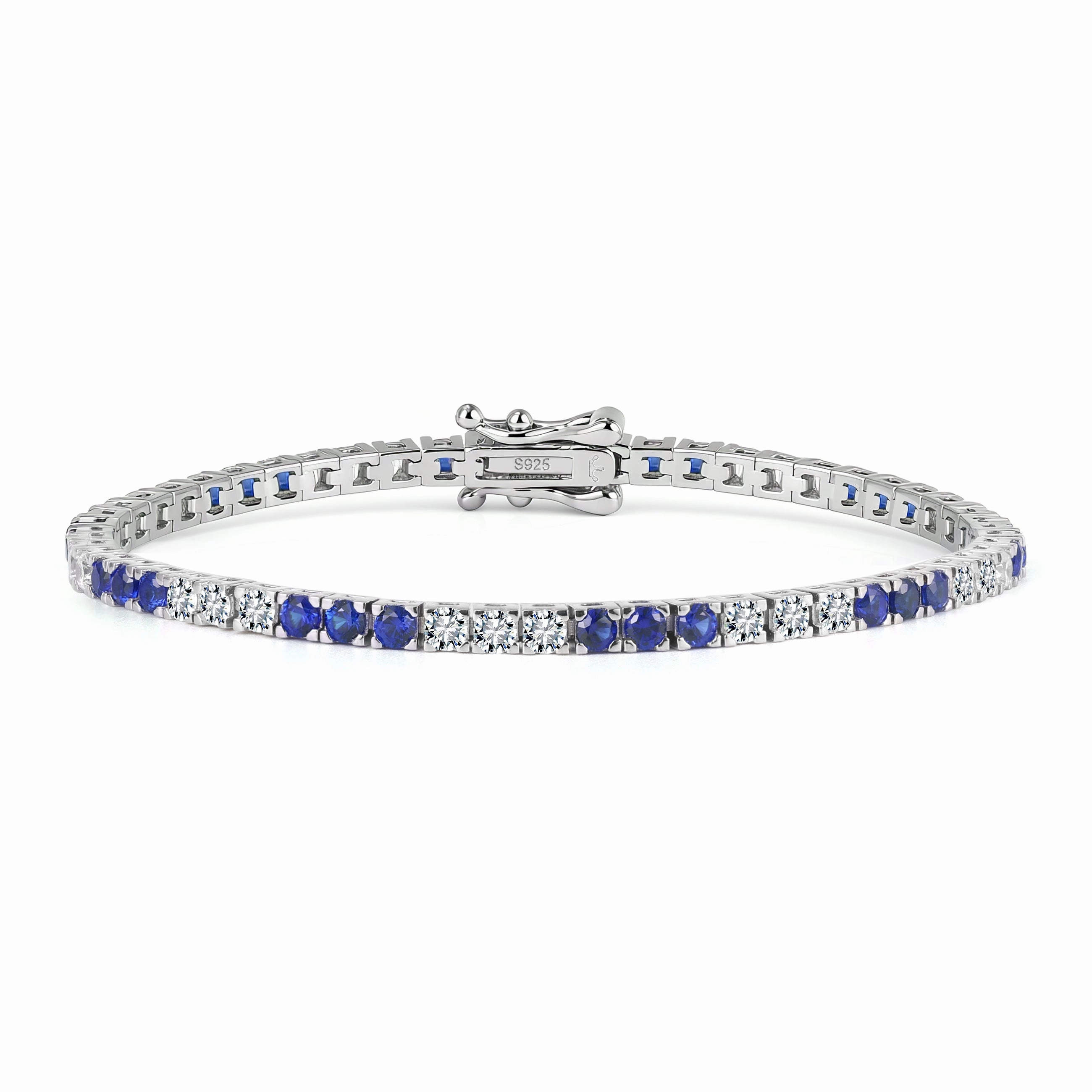 Luxe style Sterling Silver Three Alternating Stone Tennis Bracelet