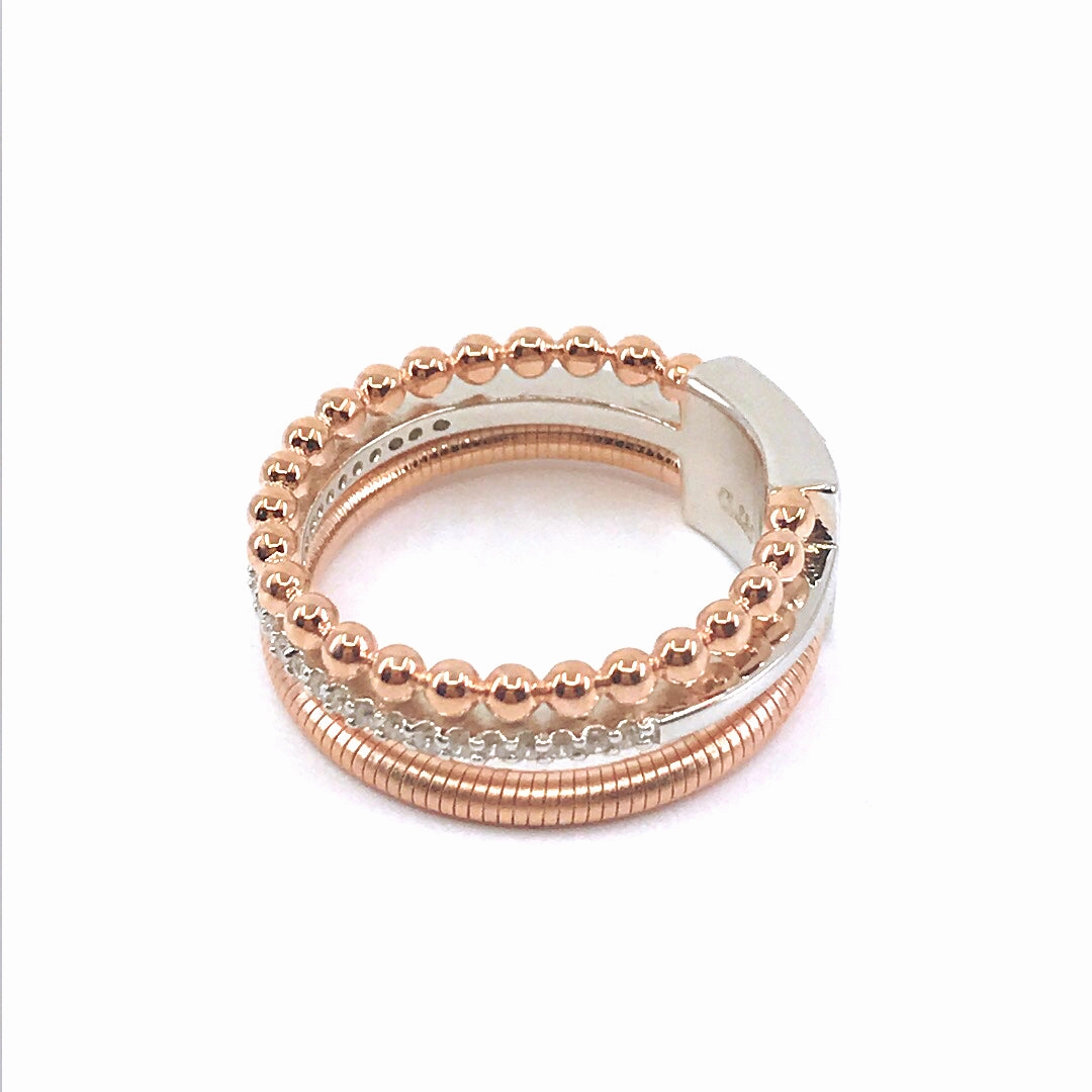 High Fashion Fashion Accent Sterling Silver Triple Band Ring