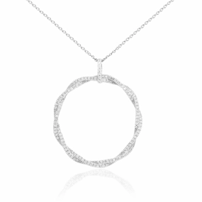 Sterling Silver Twisted Circle Pendant Necklace Event Style Vivid Sparkle