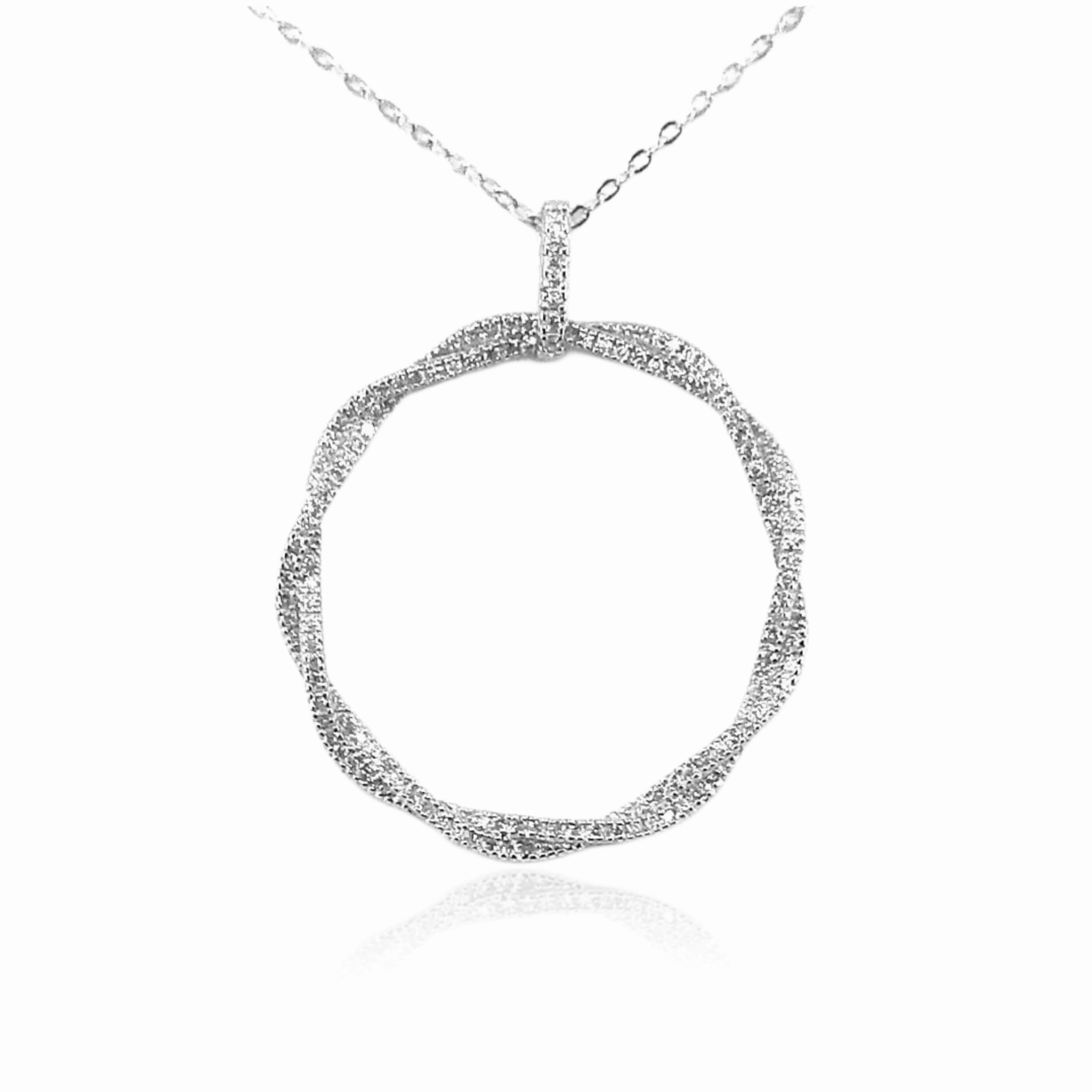 gentle touch Sterling Silver Twisted Circle Pendant Necklace