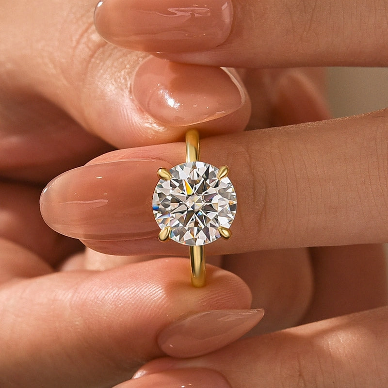 Special Day Moissanite 4.0 Ct Solitaire Round Cut Yellow Gold Promise Ring