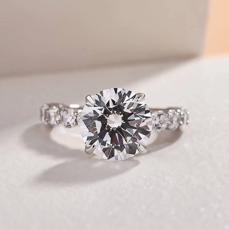 Louily Elegant Round Cut Engagement Ring For Women In Sterling Silver Classic Appearance