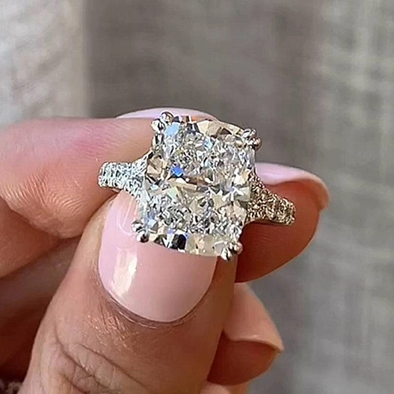 Handmade Gift Best Friend Gift 7.0Ct Excellent Split Shank Cushion Cut Engagement Ring Travel Rings For Her