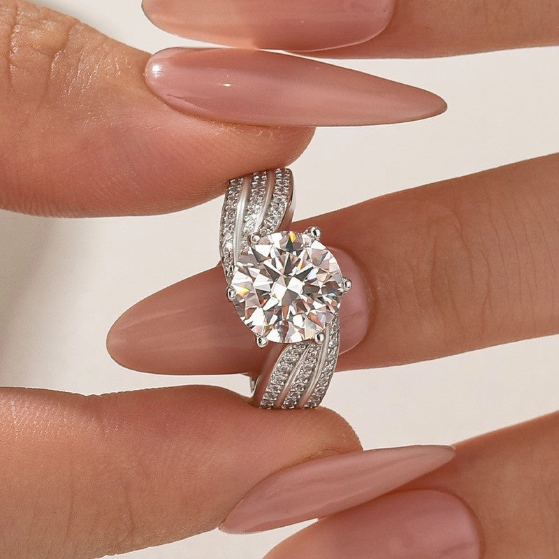 Moissanite 3.0 Ct Round Cut Twist White Gold Promise Ring Commitment Sign Strong Look