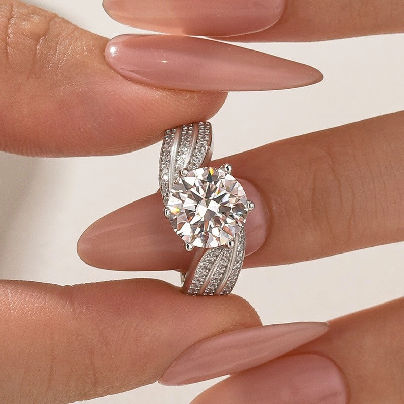 Special Day Minimal Detail Moissanite 3.0 Ct Round Cut Twist White Gold Promise Ring