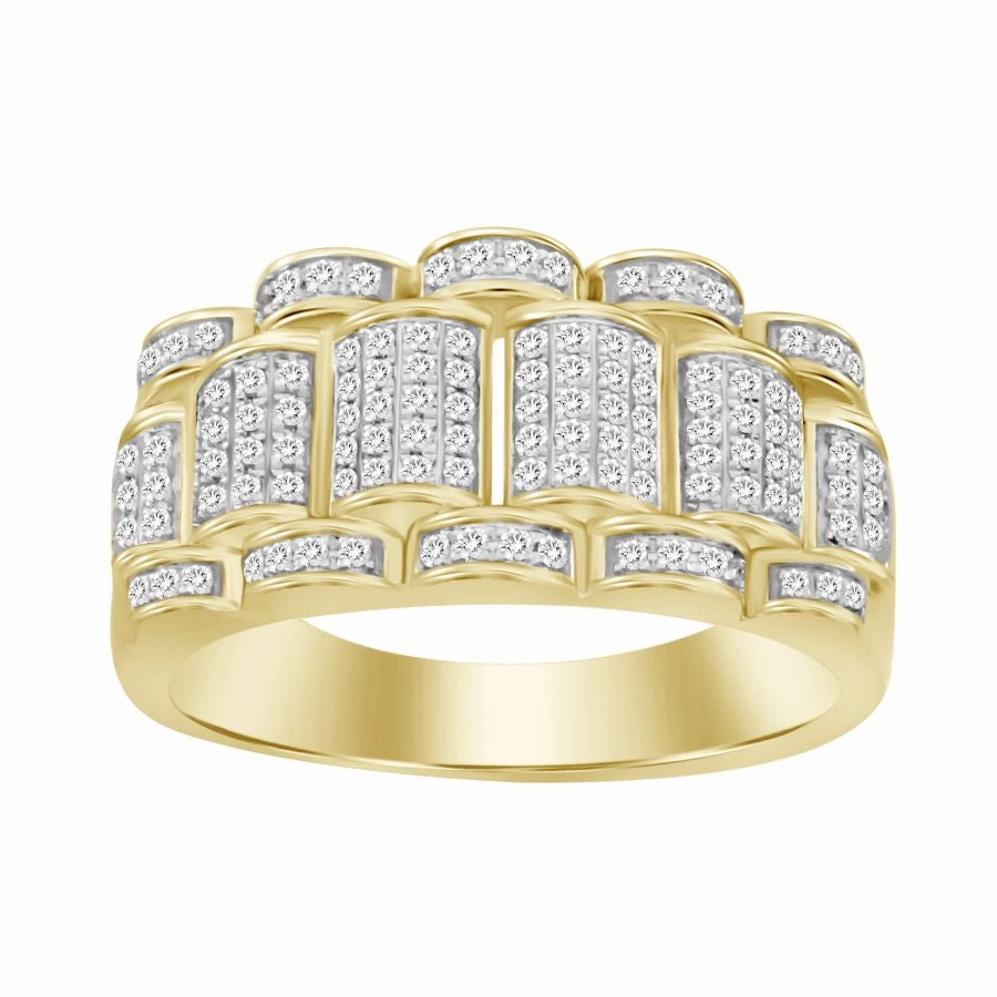 Refined Quality MEN'S RING 0.50CT ROUND DIAMOND 10K YELLOW GOLD