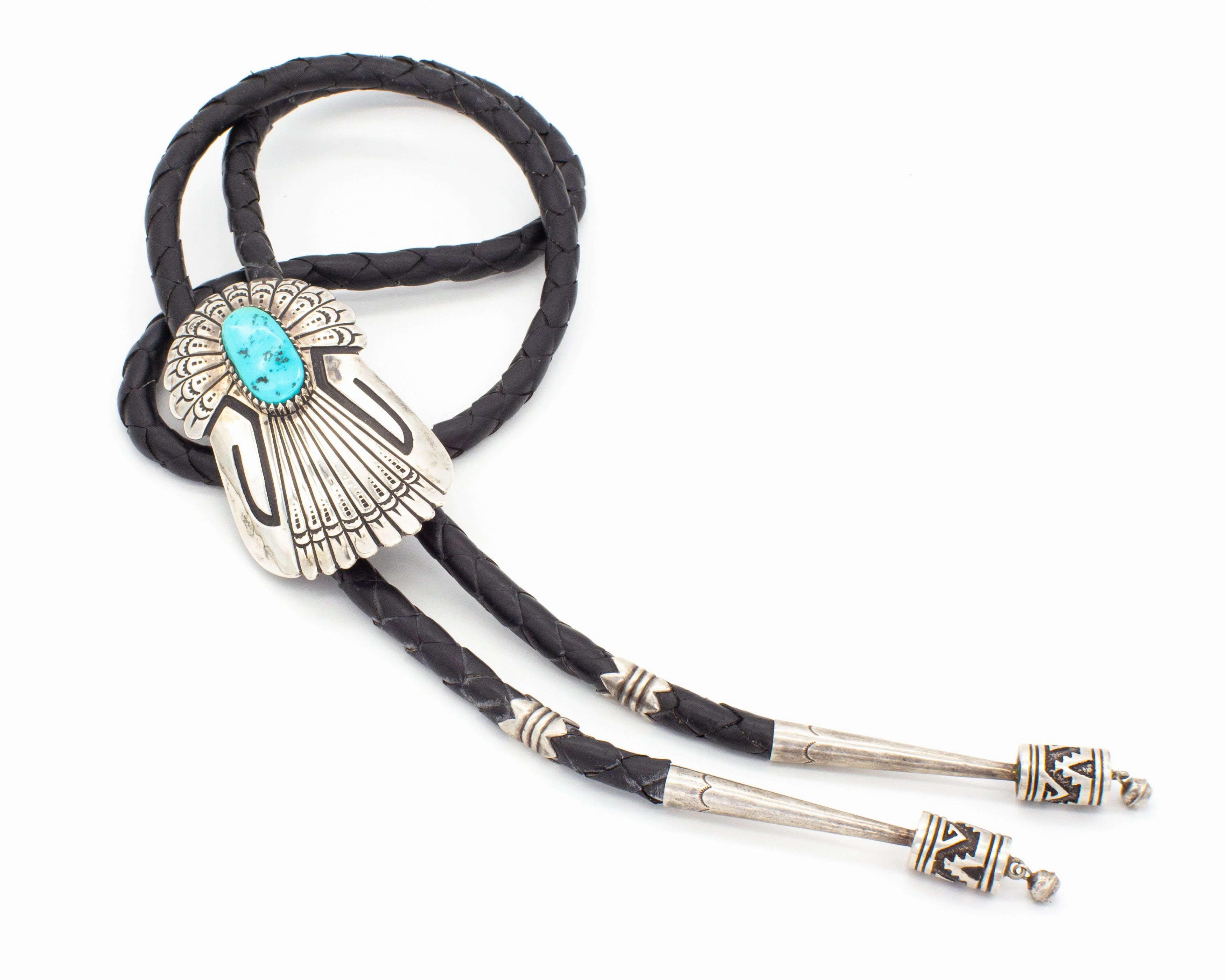 Dress Up Time Thomas Singer Navajo Handmade Natural Turquoise Sterling Silver Bolo Tie