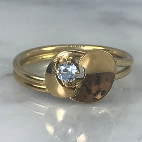 Aquamarine Promise Ring. 14k Yellow Gold. March Birthstone. 19th Anniversary Gift. Youthful Glow