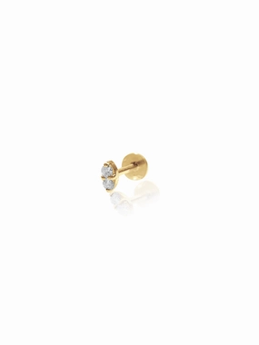14K Gold Push Flat Back Diamond Marquis Shape Earring Refined Option