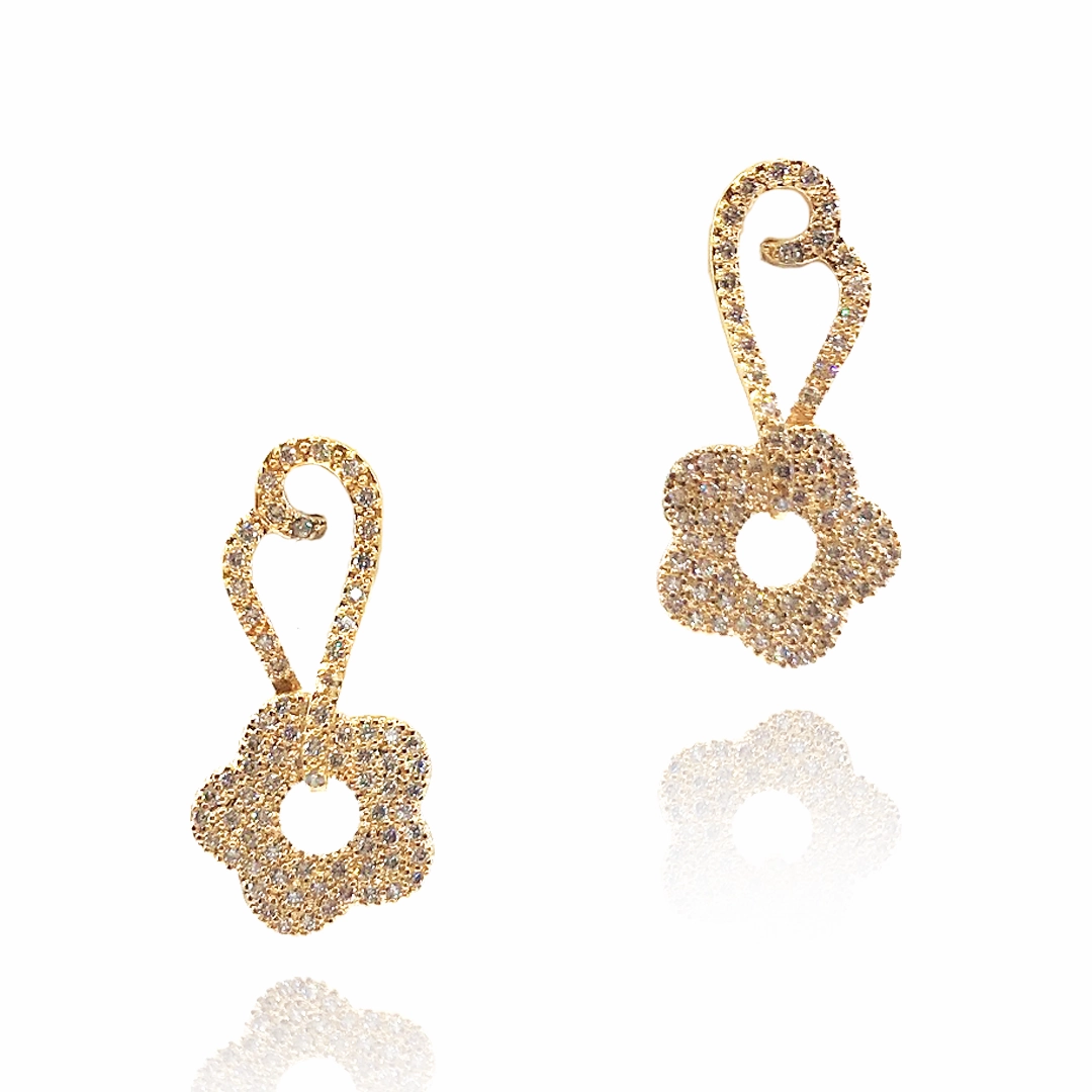 Light Radiance Classic Detail Gold Plated Sterling Silver Flower Earrings