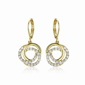 Vibrant Finish Gold-Plated Surgical Steel Interlocking Circles on Leverback Earrings