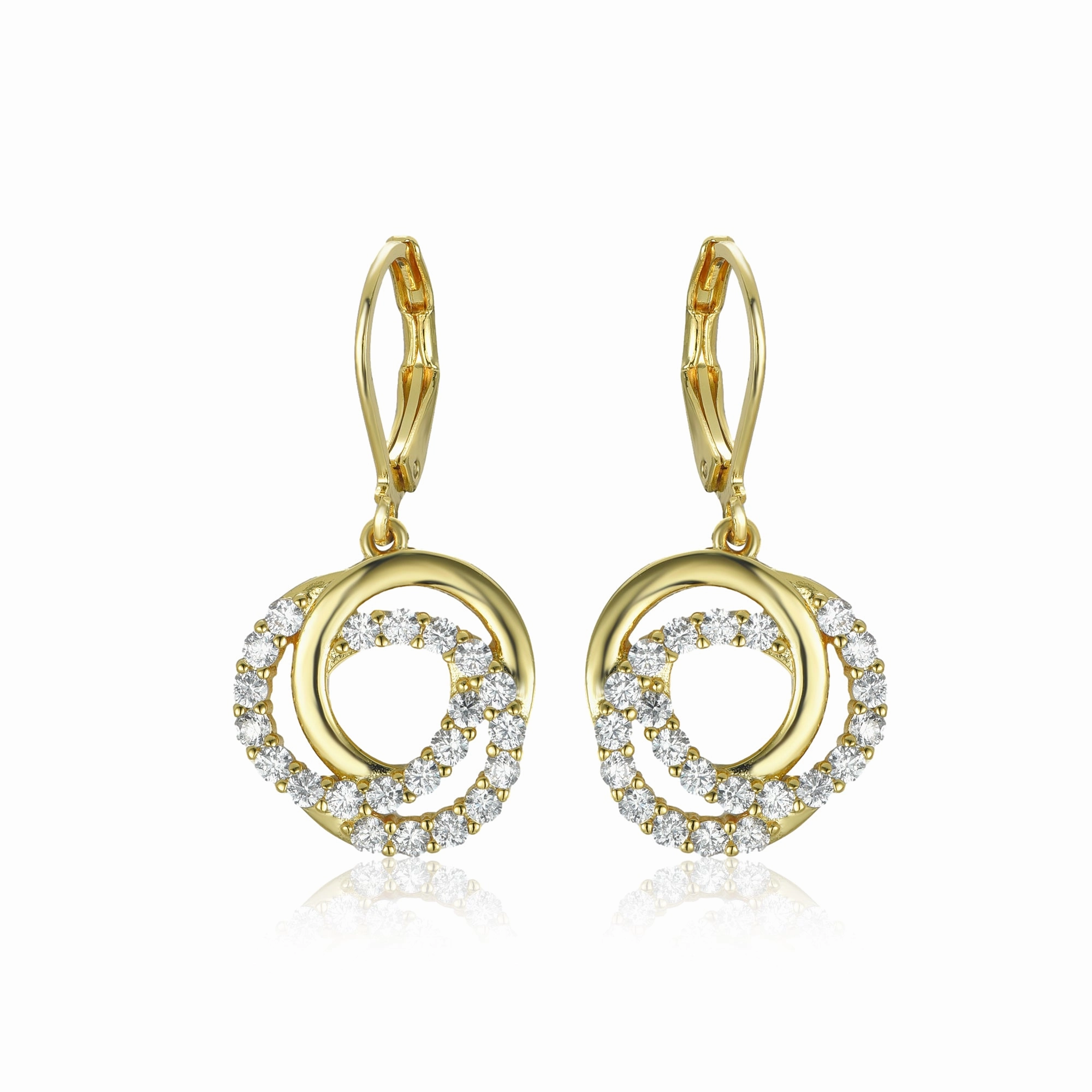 Vibrant Finish Gold-Plated Surgical Steel Interlocking Circles on Leverback Earrings