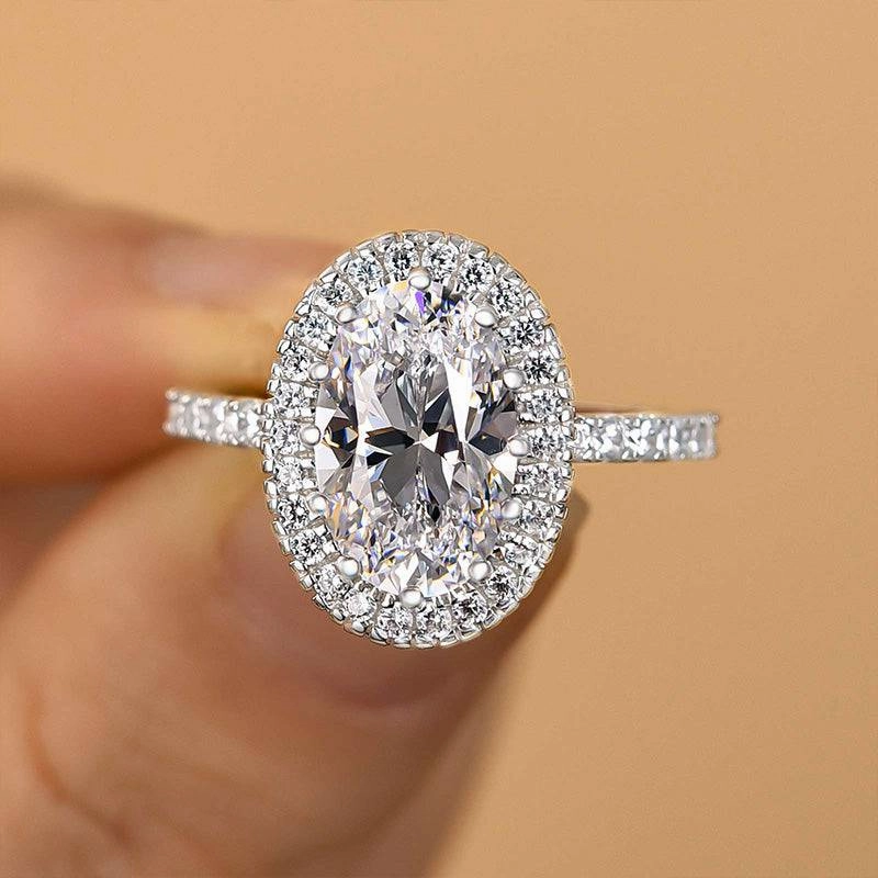 Versatile Jewelry Louily Excellent Halo Oval Cut Engagement Ring