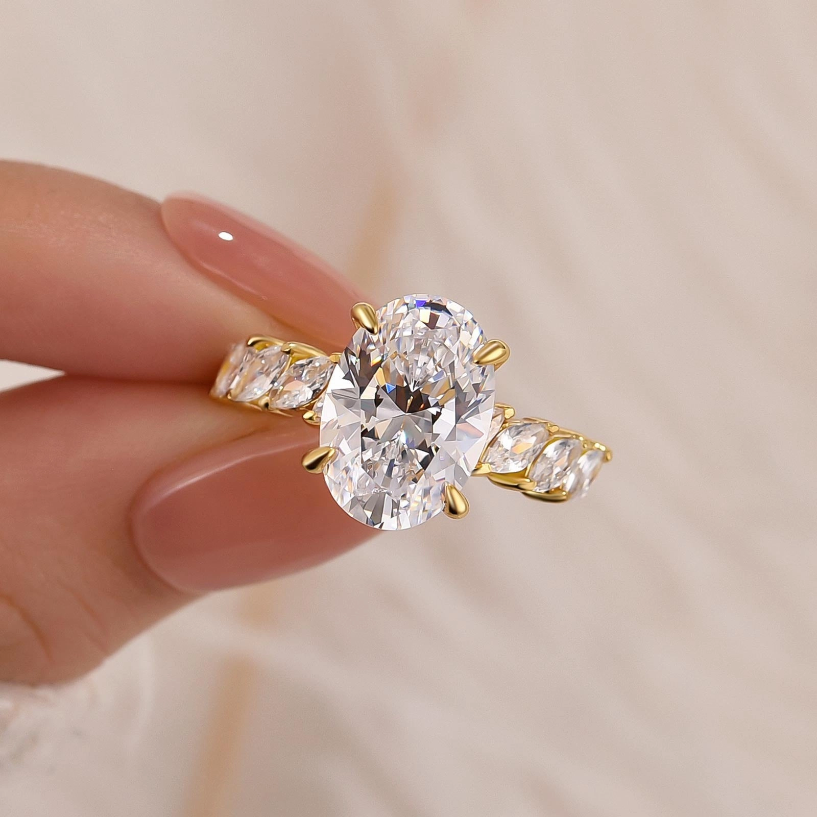 Unique 4.5Ct Oval Cut Engagement Ring Travel Ring In Sterling Silver Superior Ornament Sturdy Accessory