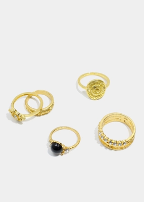 5-Piece Stone & Rhinestone Toe Rings Lush Accent