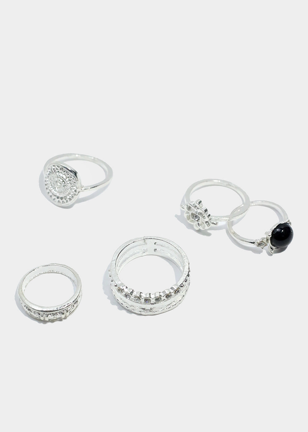 5-Piece Stone & Rhinestone Toe Rings Brilliant Detail night look