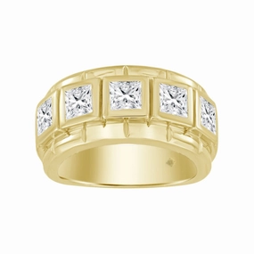 14K YELLOW GOLD 2 1/2CT ROUND/PRINCESS DIAMOND MENS RING Daily Detail Fashion Look