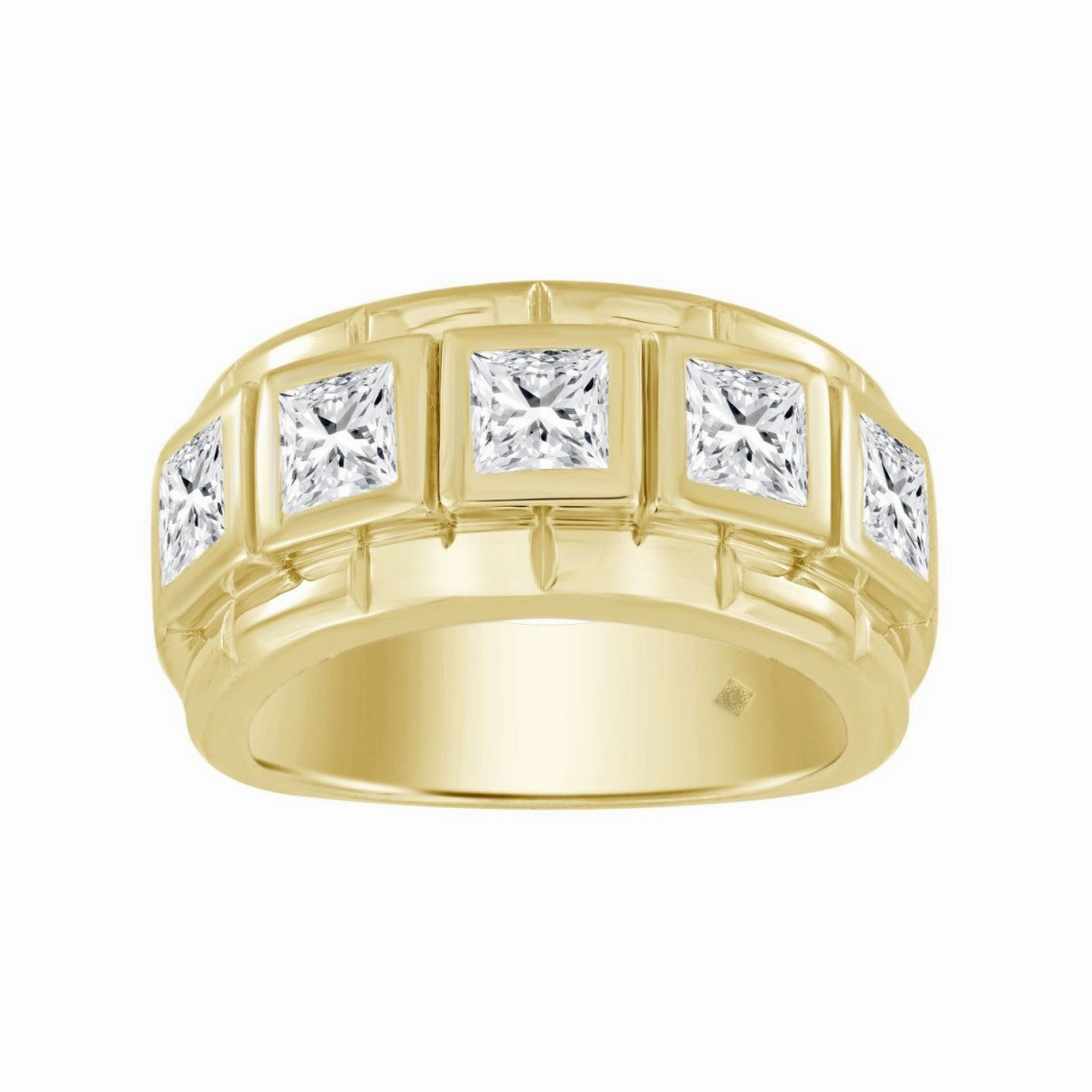 14K YELLOW GOLD 2 1/2CT ROUND/PRINCESS DIAMOND MENS RING Daily Detail Fashion Look