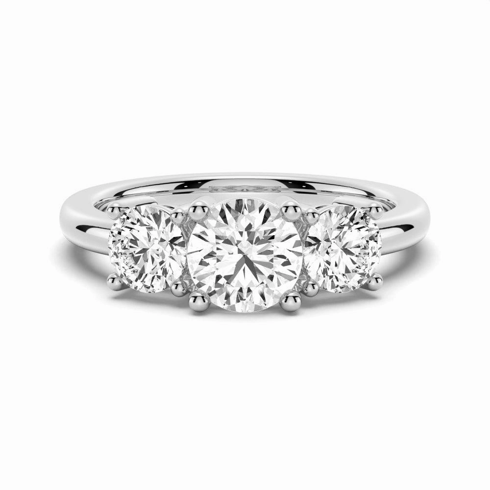 3 Stone Shared Prong Set Moissanite Anniversary Band Elegant Simplicity Gentle Detail
